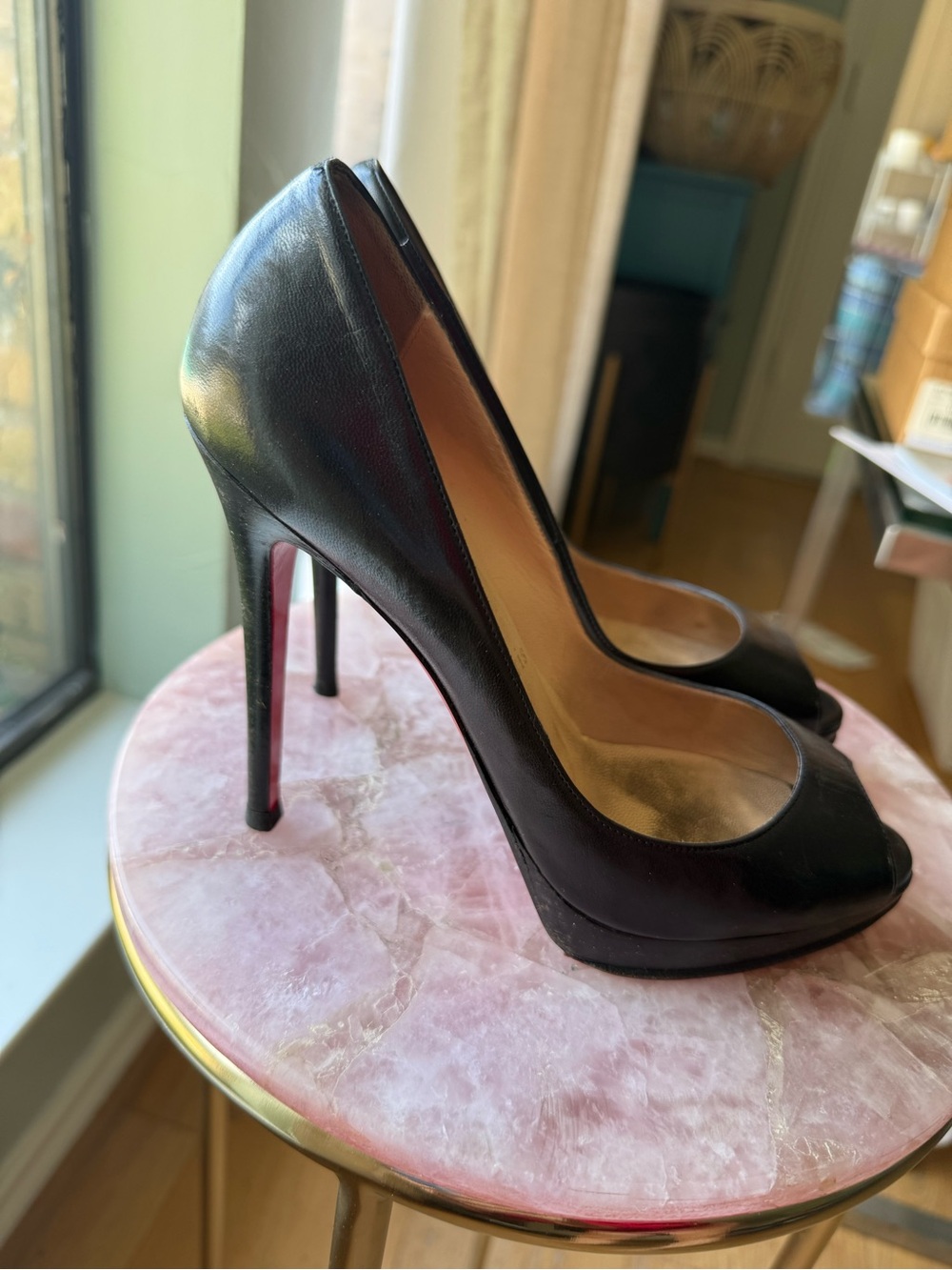 Black Peep-Toe Women's Pumps Christian Louboutain - Picture 2 of 4